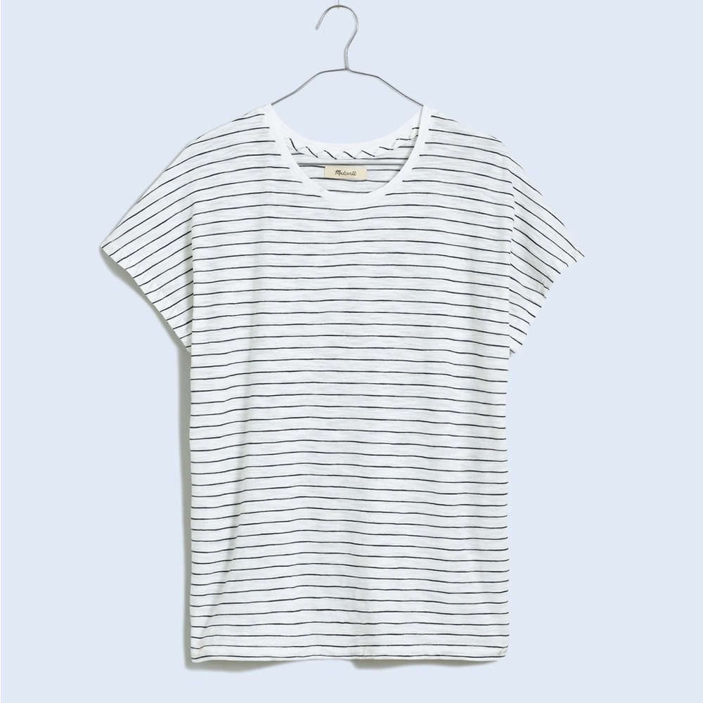 Madewell Dolman Sleeve Crewneck Tee in Slub Stripe